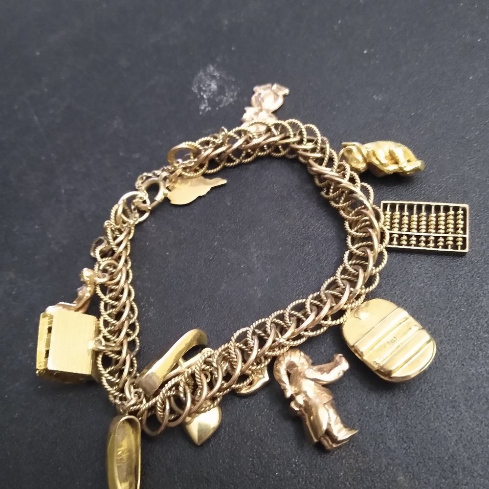 Vintage gold charm bracelet